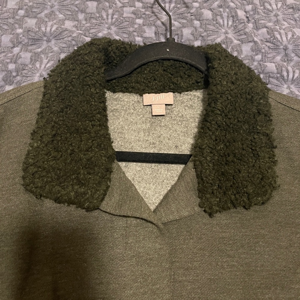 J. Jill Olive Pea Coat with Dark Collar - Picture 4 of 8